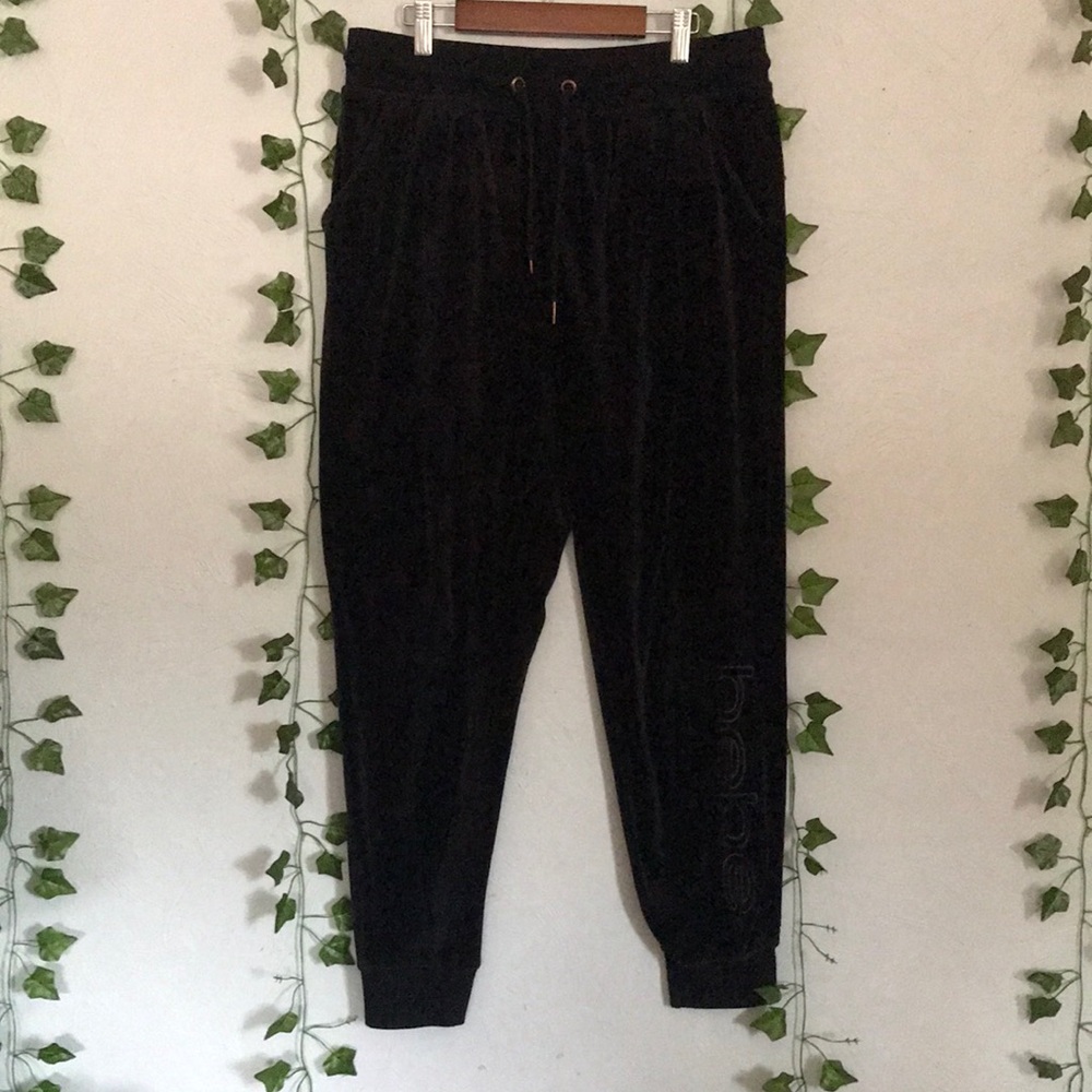 Women’s Bebe Black Velvet Jogger Pants